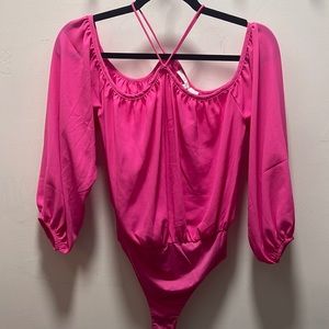 Pink long sleeve bodysuit